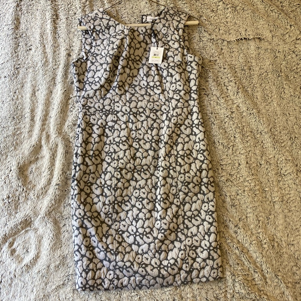 Grey and white printed sleeveless dress